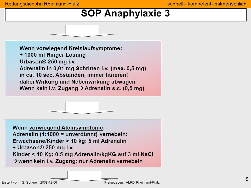SOP Anaphylaxie 3 Wenn vorwiegend Kreislaufsymptome: