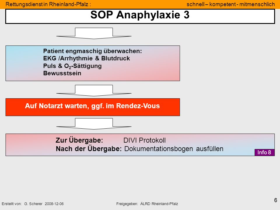 SOP Anaphylaxie 3 Auf Notarzt warten, ggf. im Rendez-Vous