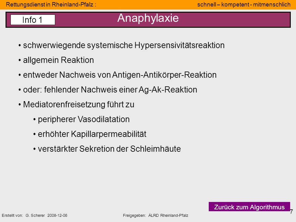 Anaphylaxie Info 1 schwerwiegende systemische Hypersensivitätsreaktion