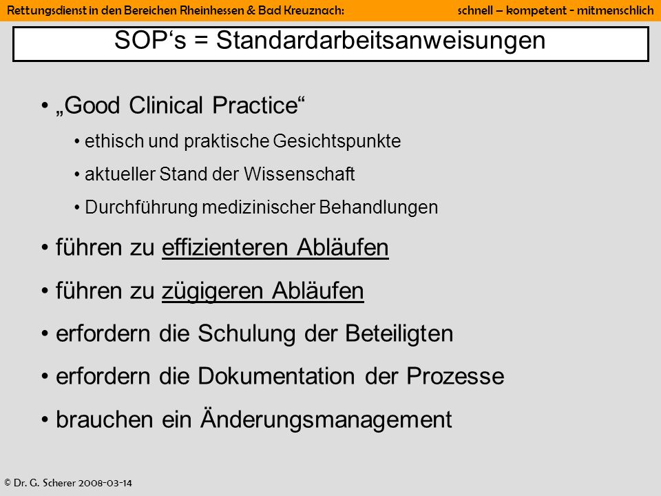 SOP‘s = Standardarbeitsanweisungen