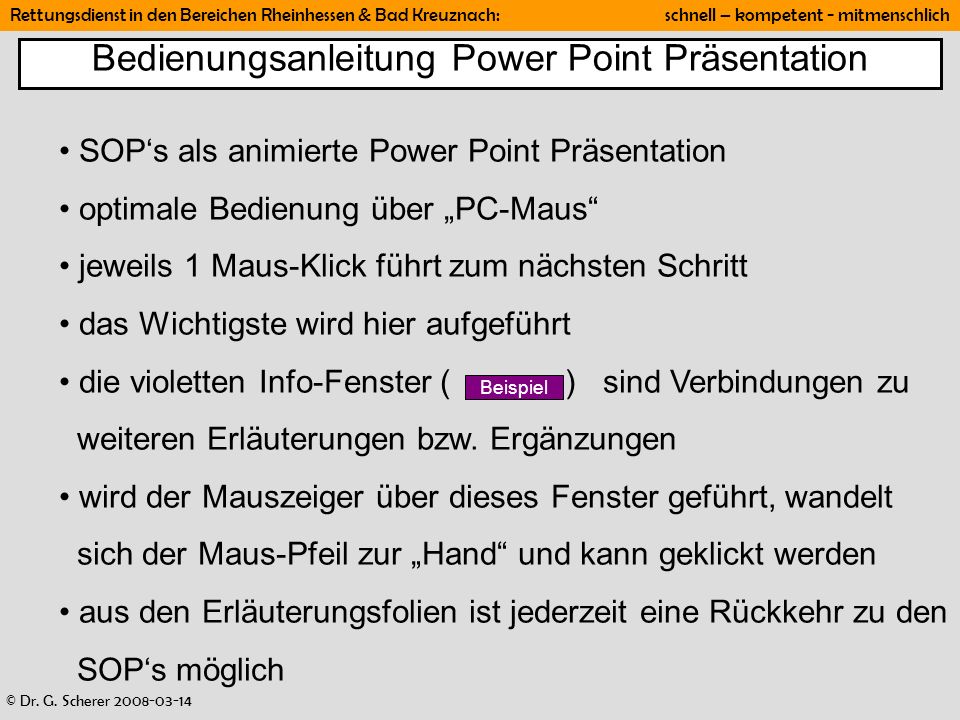 Bedienungsanleitung Power Point Präsentation
