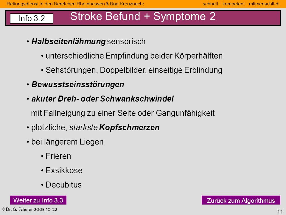 Stroke Befund + Symptome 2