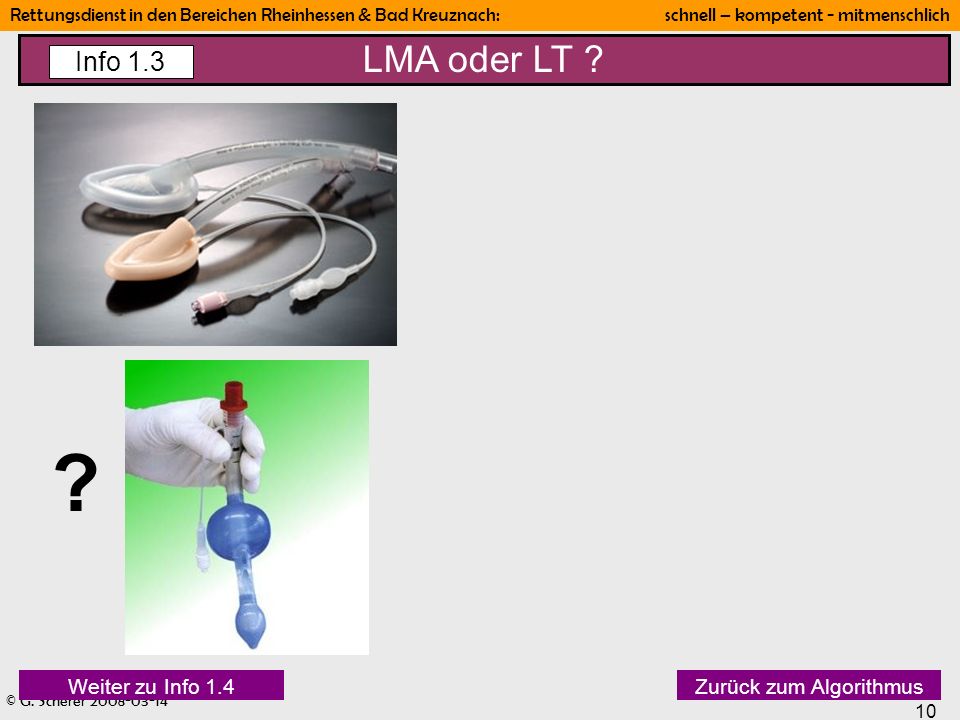 LMA oder LT Info 1.3 Weiter zu Info 1.4 Zurück zum Algorithmus