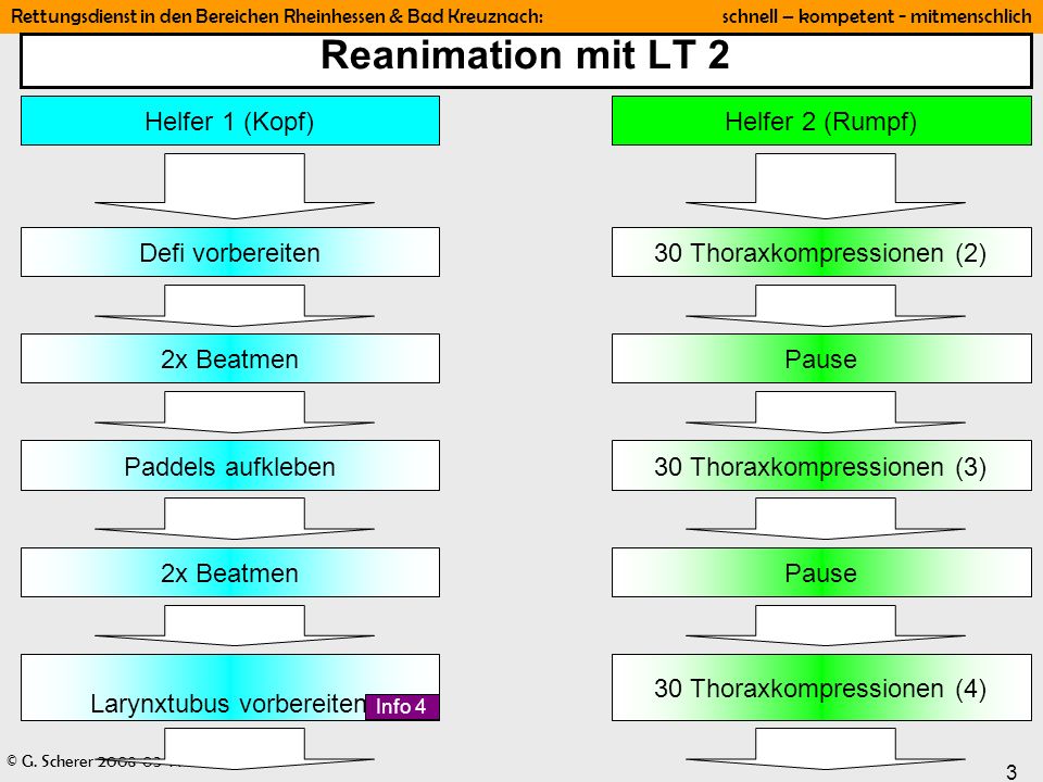Reanimation mit LT 2 Helfer 1 (Kopf) Helfer 2 (Rumpf) Defi vorbereiten