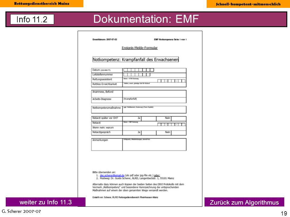 Dokumentation: EMF Info 11.2 weiter zu Info 11.3