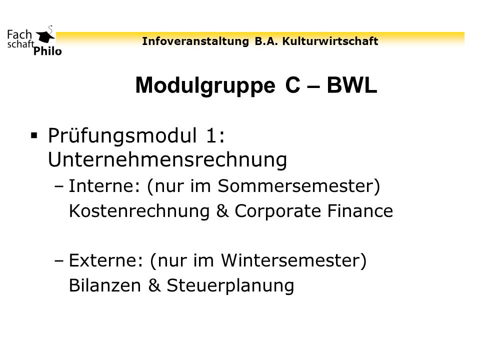 Modulgruppe C – BWL Prüfungsmodul 1: Unternehmensrechnung