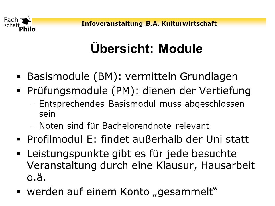 Übersicht: Module Basismodule (BM): vermitteln Grundlagen