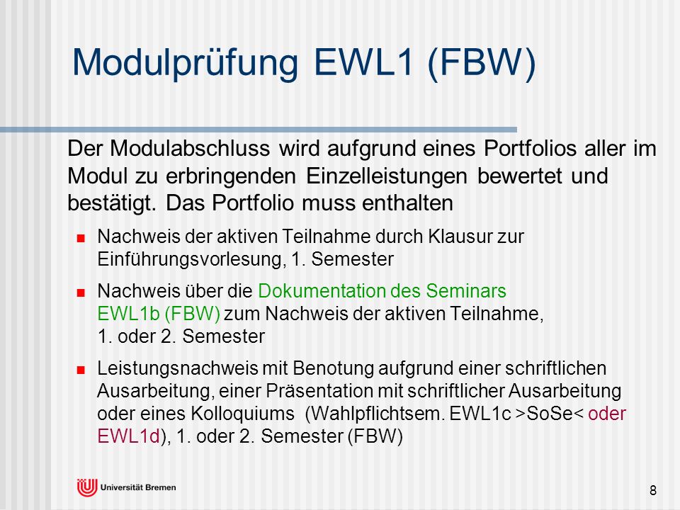 Modulprüfung EWL1 (FBW)