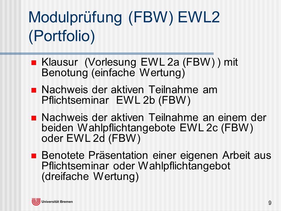 Modulprüfung (FBW) EWL2 (Portfolio)