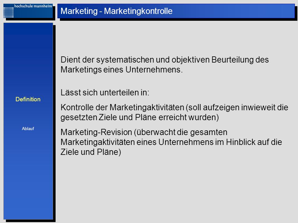 Marketing - Marketingkontrolle