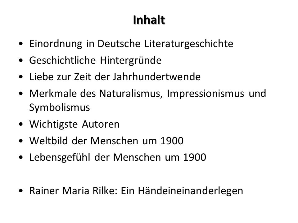 Inhalt Einordnung in Deutsche Literaturgeschichte