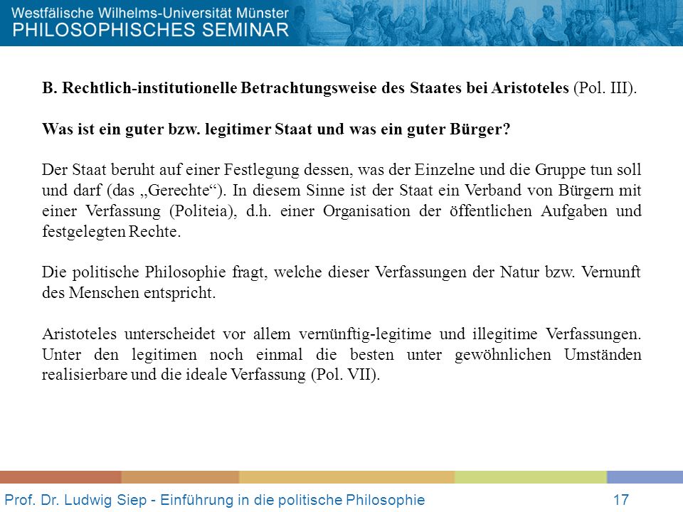 Prof. Dr. Ludwig Siep - Einführung in die politische Philosophie