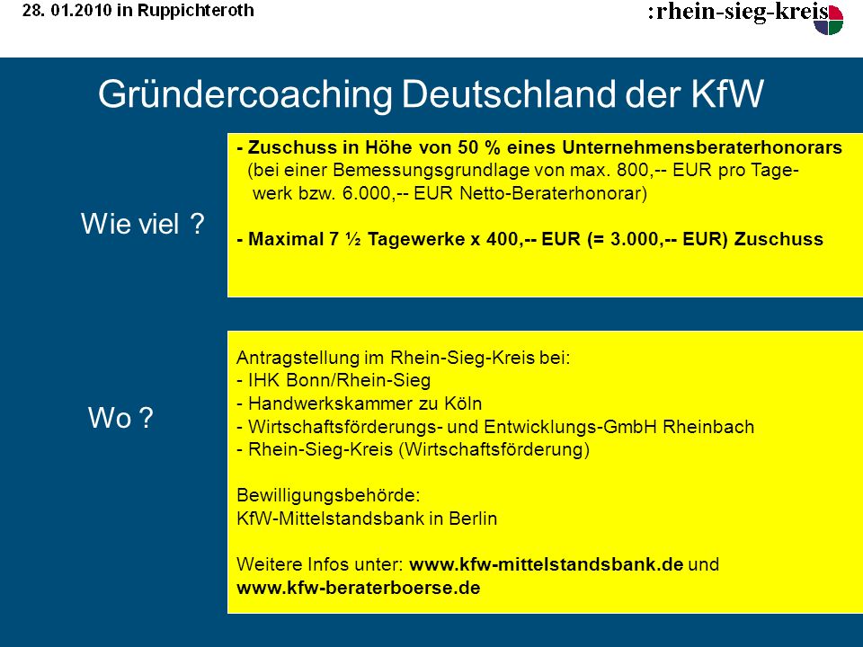 Gründercoaching Deutschland der KfW