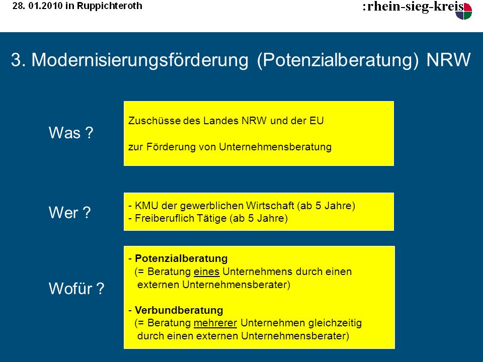 3. Modernisierungsförderung (Potenzialberatung) NRW