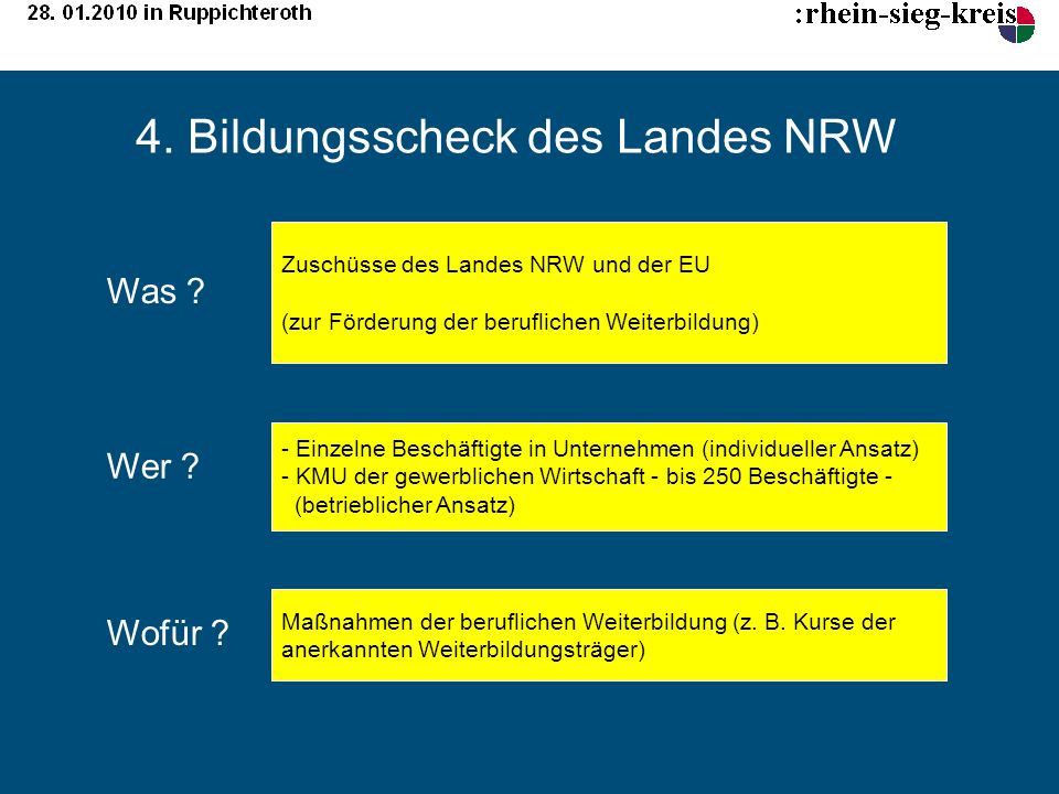 4. Bildungsscheck des Landes NRW