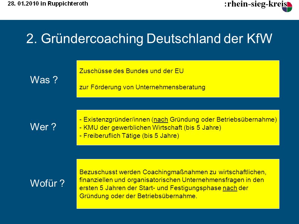 2. Gründercoaching Deutschland der KfW
