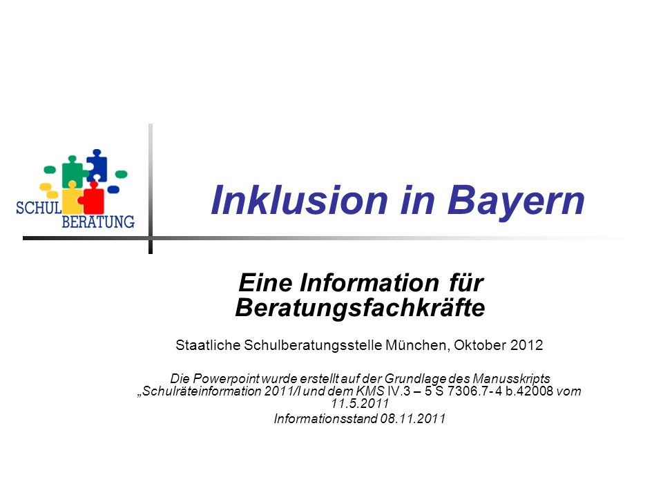 Eine Information für Beratungsfachkräfte