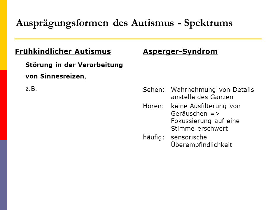 Ausprägungsformen des Autismus - Spektrums