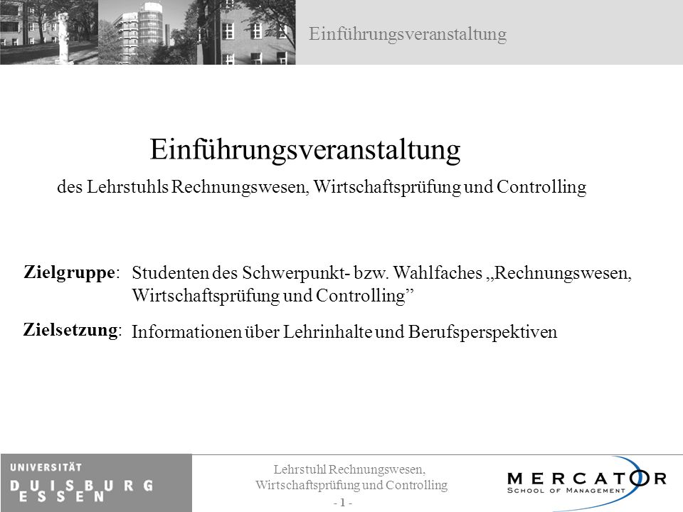 Einführungsveranstaltung