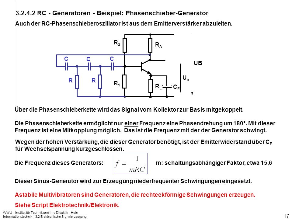 RC - Generatoren - Beispiel: Phasenschieber-Generator