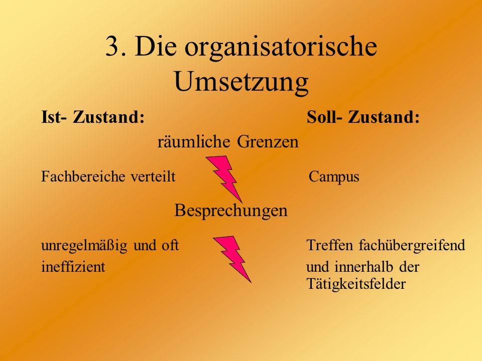3. Die organisatorische Umsetzung