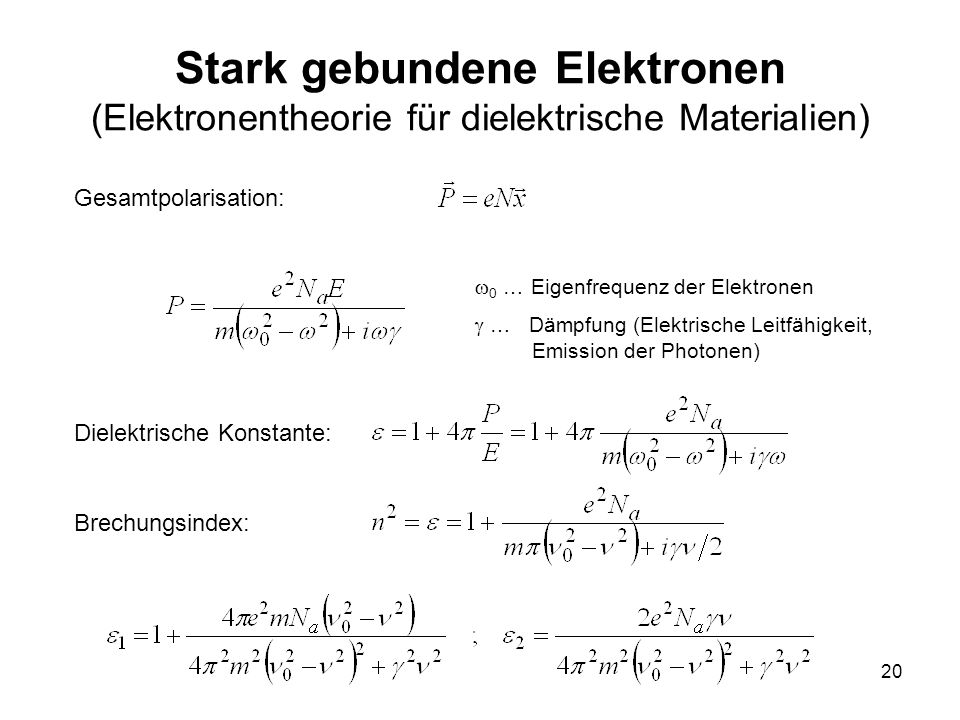 Stark gebundene Elektronen (Elektronentheorie für dielektrische Materialien)