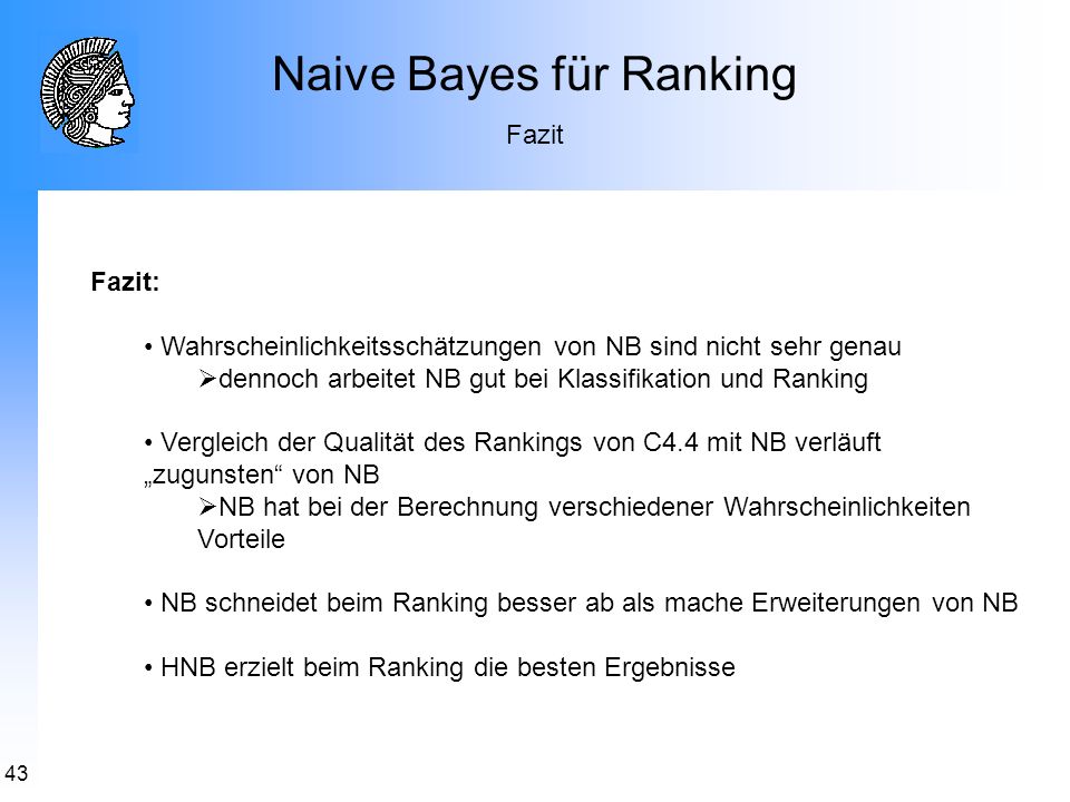 Naive Bayes für Ranking