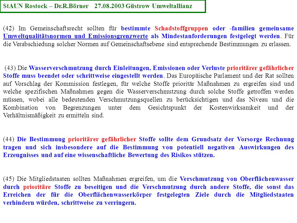 StAUN Rostock – Dr.R.Börner Güstrow Umweltallianz
