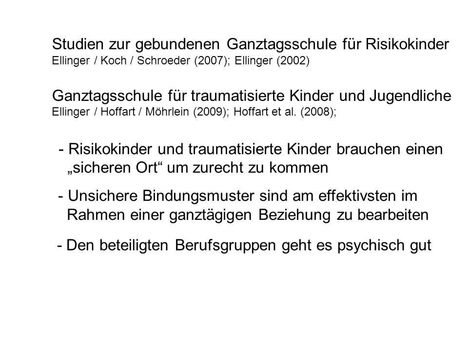 Studien zur gebundenen Ganztagsschule für Risikokinder