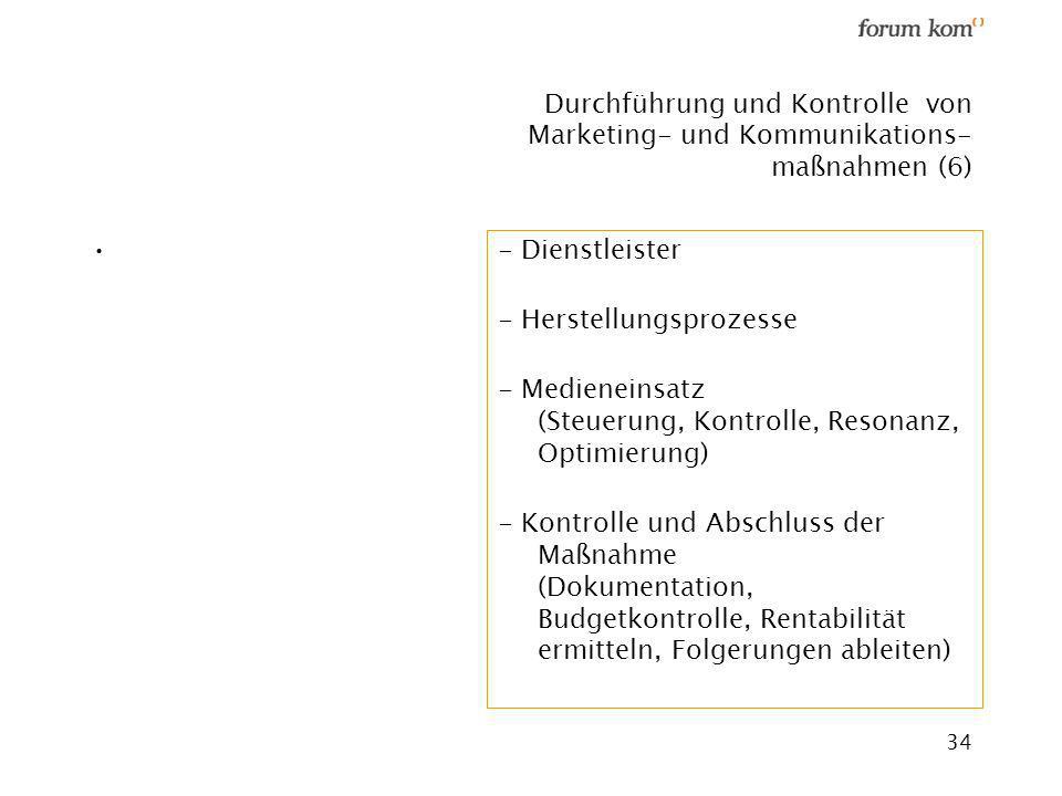 Durchführung und Kontrolle von Marketing- und Kommunikations- maßnahmen (6)