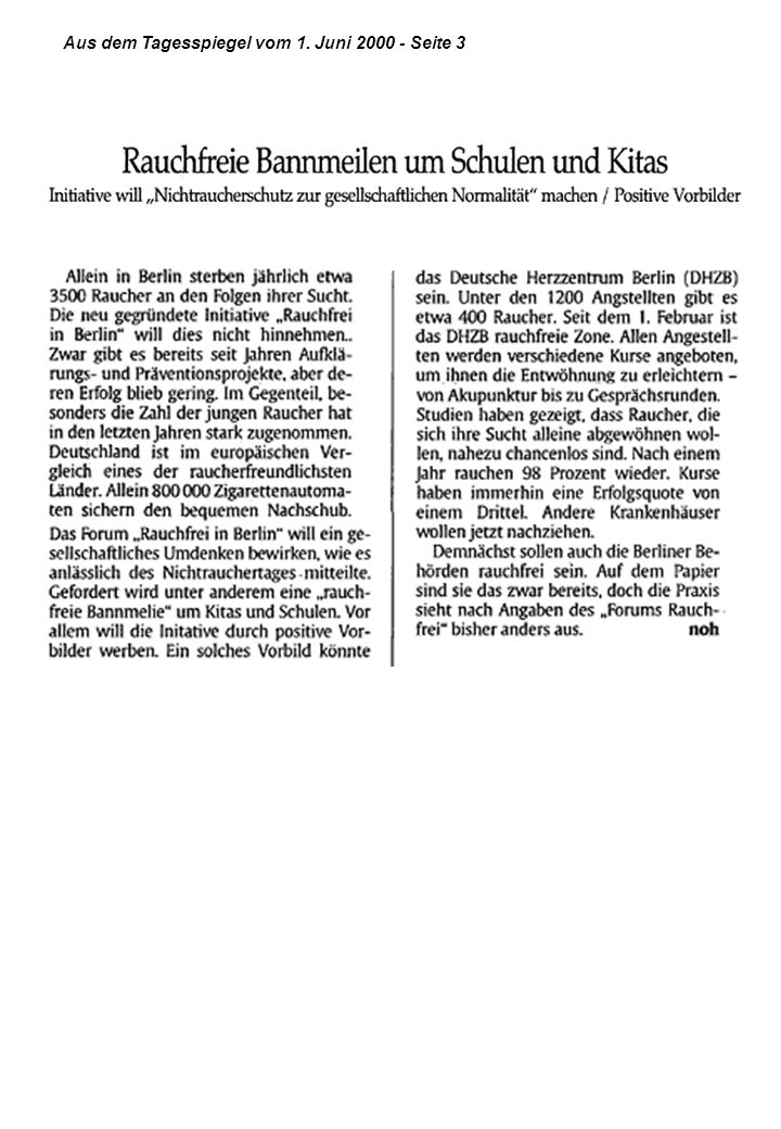Aus dem Tagesspiegel vom 1. Juni Seite 3