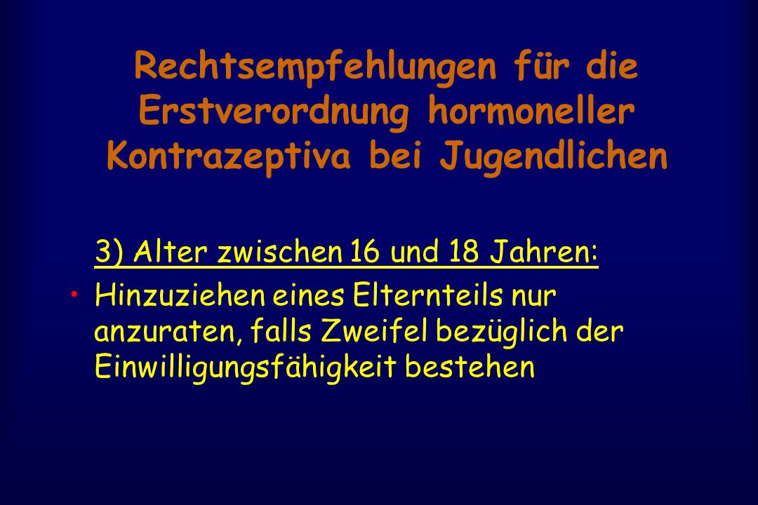 Rechtsempfehlungen für die Erstverordnung hormoneller Kontrazeptiva bei Jugendlichen