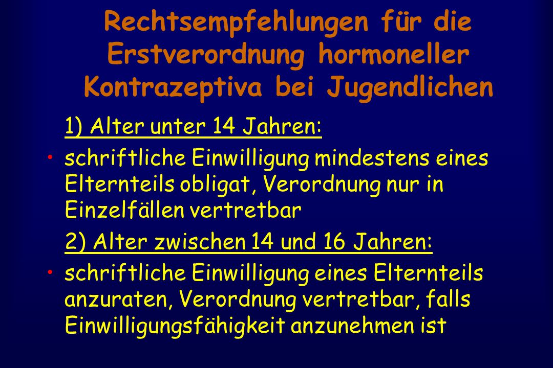 Rechtsempfehlungen für die Erstverordnung hormoneller Kontrazeptiva bei Jugendlichen