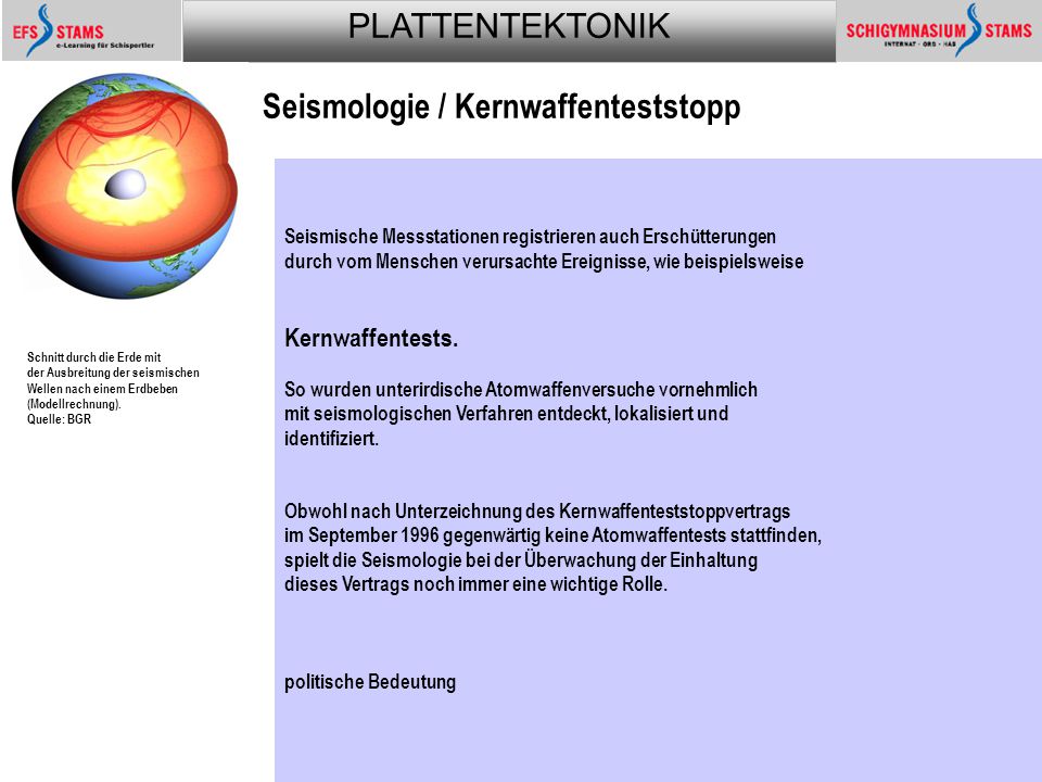 Seismologie / Kernwaffenteststopp