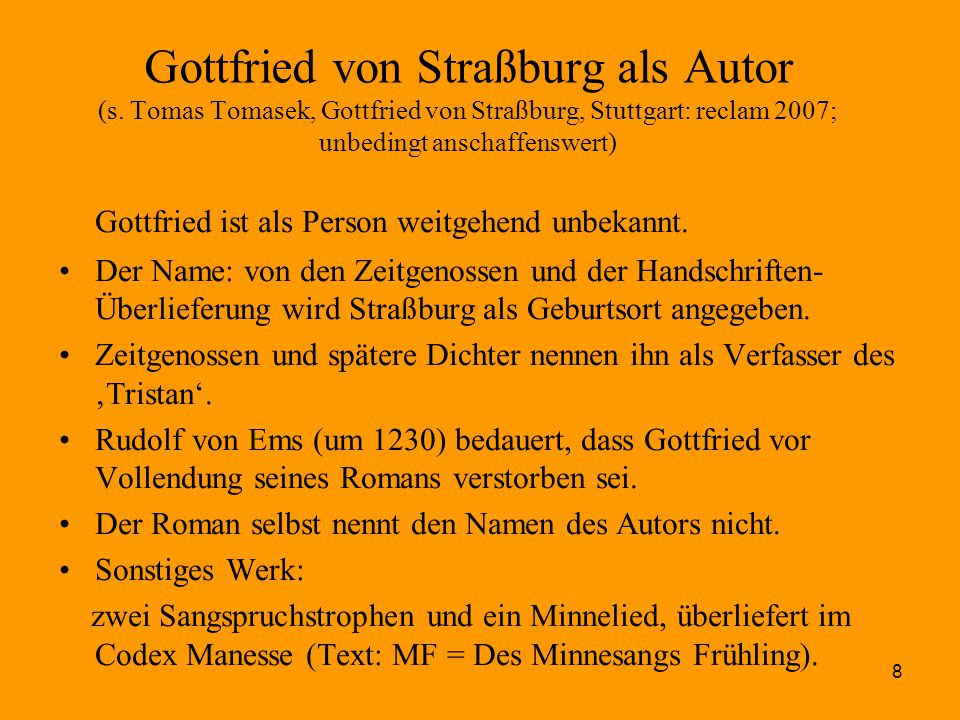 Gottfried von Straßburg als Autor (s