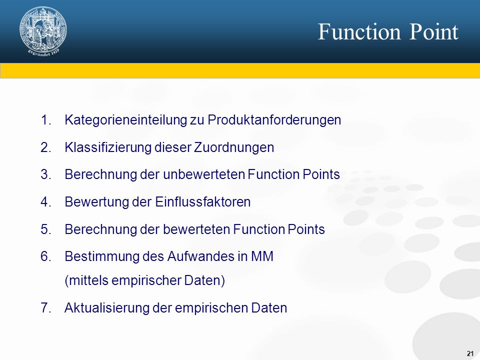 Function Point Kategorieneinteilung zu Produktanforderungen