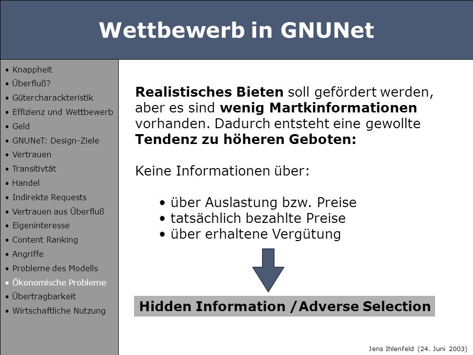 Wettbewerb in GNUNet Realistisches Bieten soll gefördert werden,