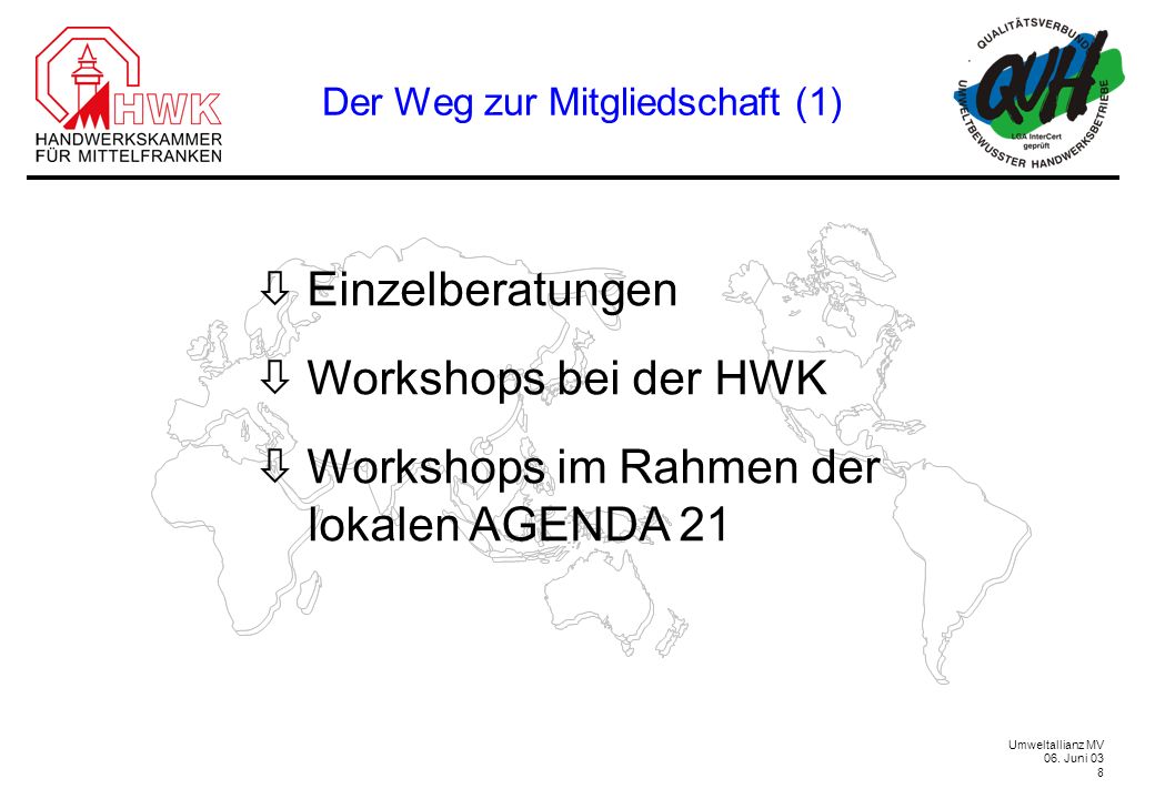  Workshops im Rahmen der lokalen AGENDA 21