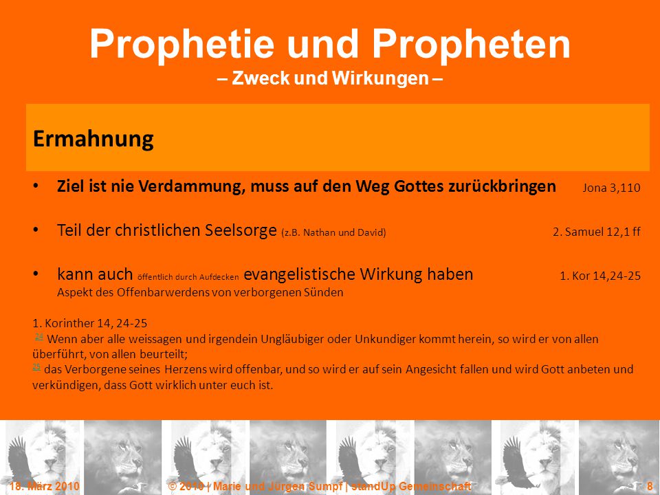Prophetie und Propheten – Zweck und Wirkungen –