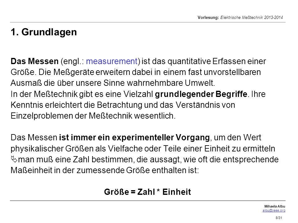 1. Grundlagen Das Messen (engl