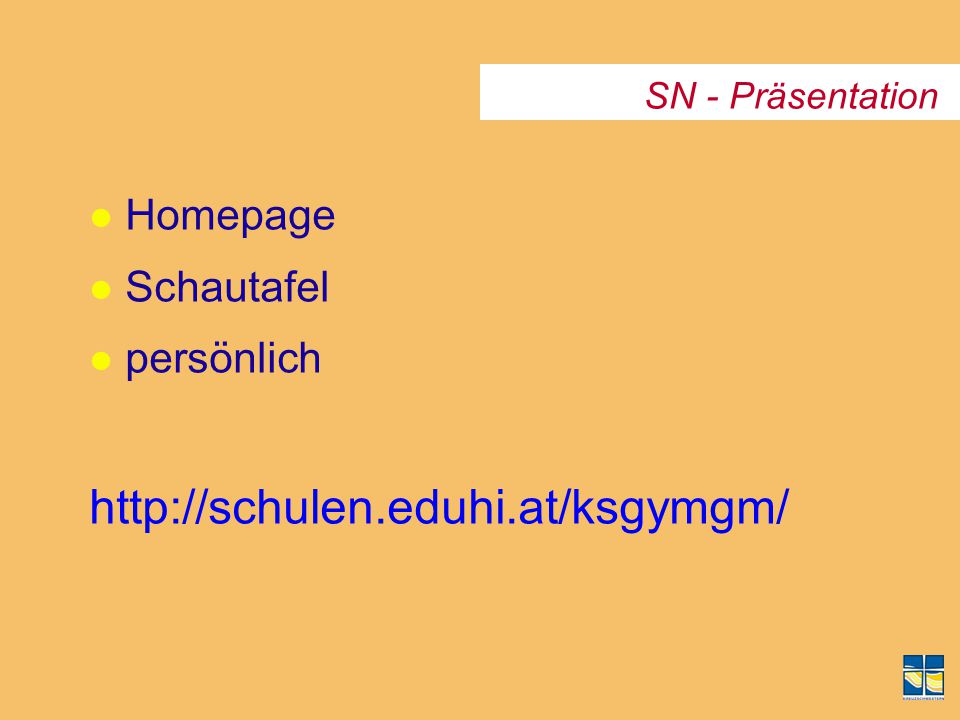Homepage Schautafel persönlich