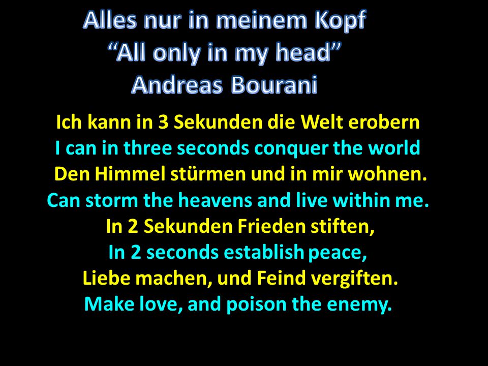 Alles nur in meinem Kopf All only in my head Andreas Bourani