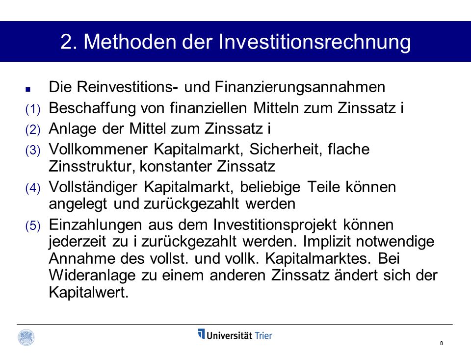 2. Methoden der Investitionsrechnung