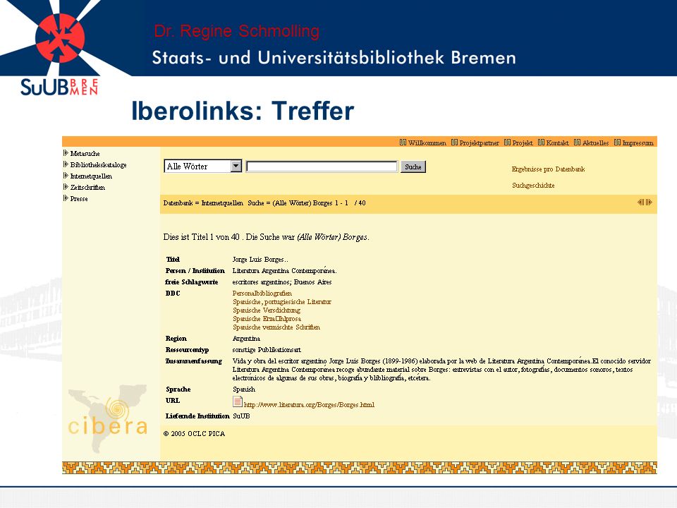 Dr. Regine Schmolling Iberolinks: Treffer