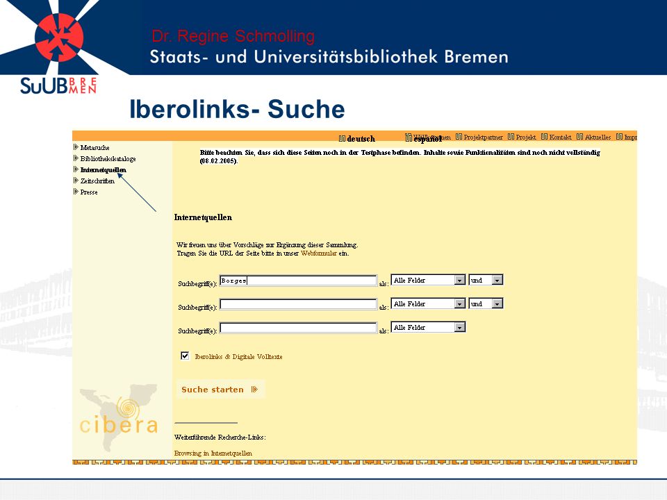 Dr. Regine Schmolling Iberolinks- Suche