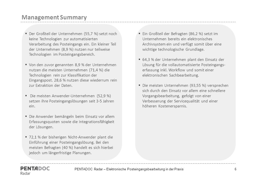 Management Summary Der Großteil der Unternehmen (55,7 %) setzt noch
