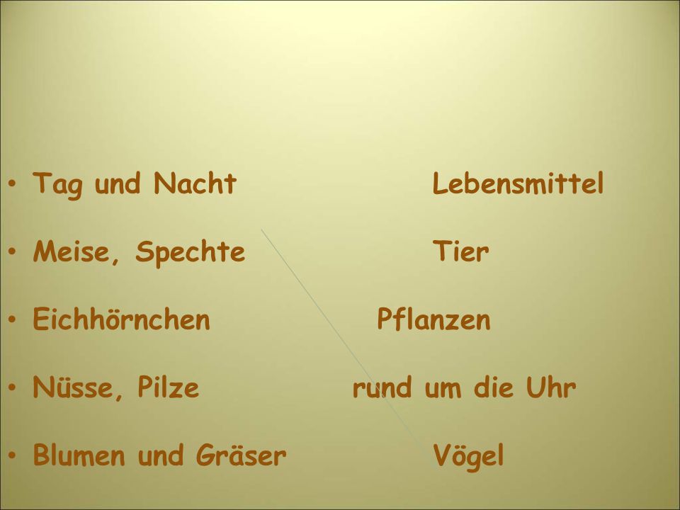 Tag und Nacht Lebensmittel