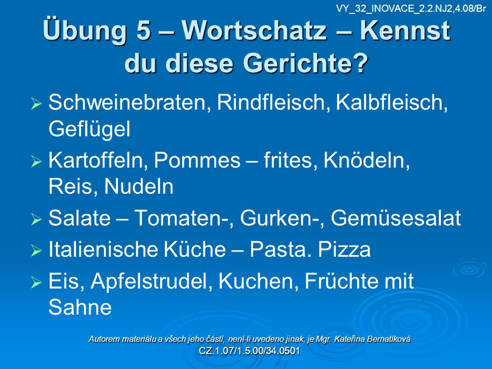 Übung 5 – Wortschatz – Kennst du diese Gerichte