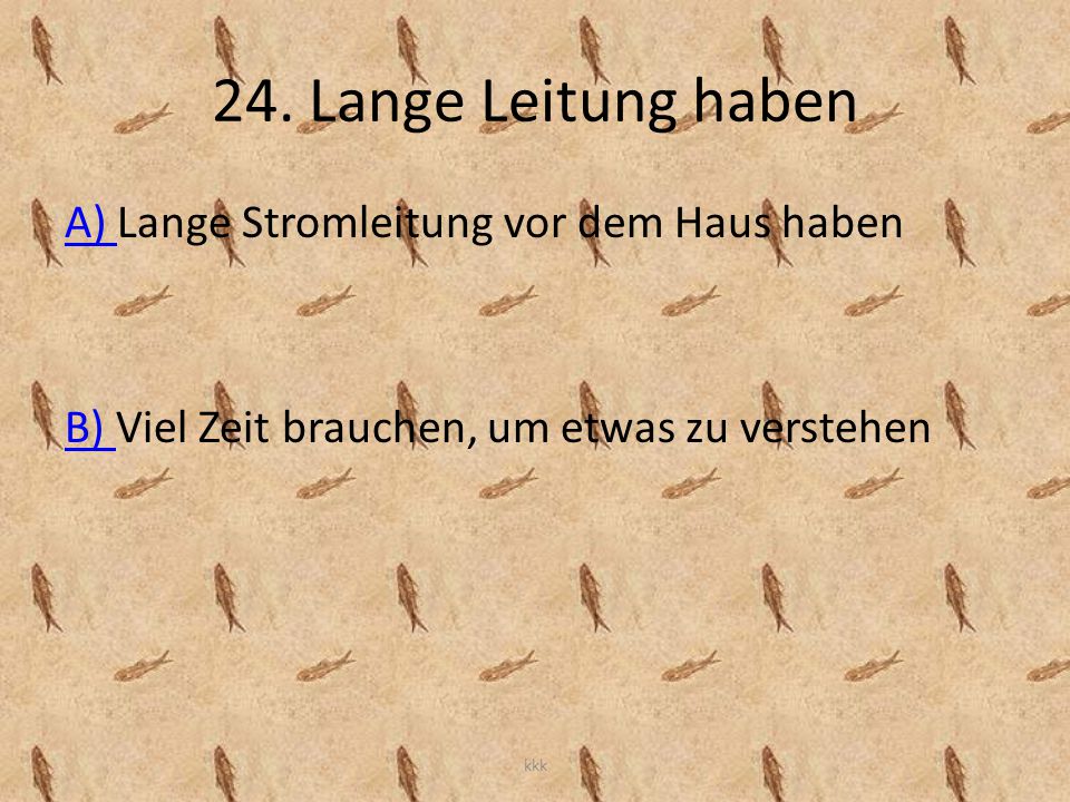 24. Lange Leitung haben A) Lange Stromleitung vor dem Haus haben