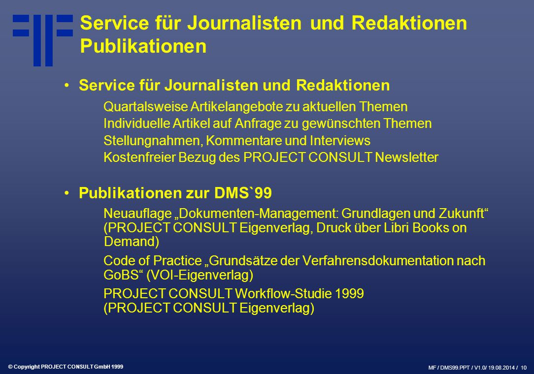 Service für Journalisten und Redaktionen Publikationen